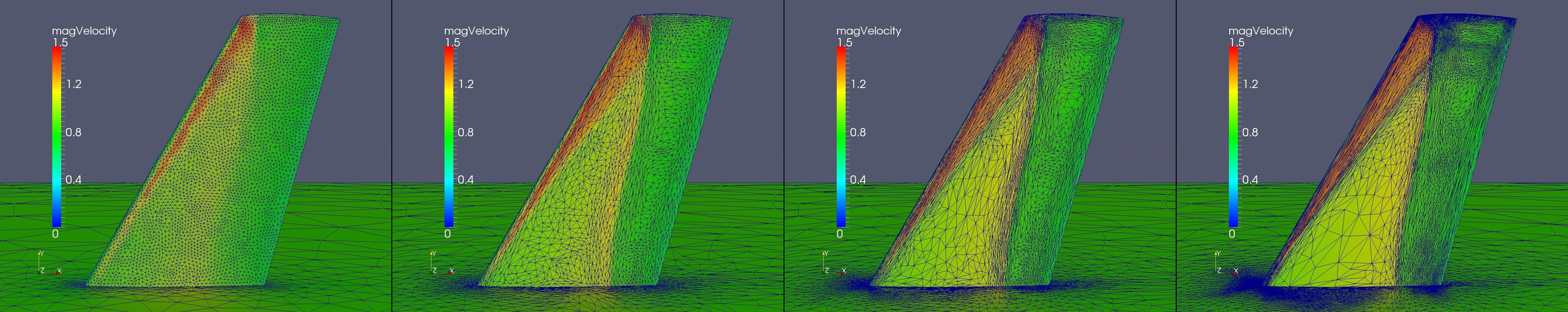 Lambda shock captured on M6 wing by anisotropic adaptation